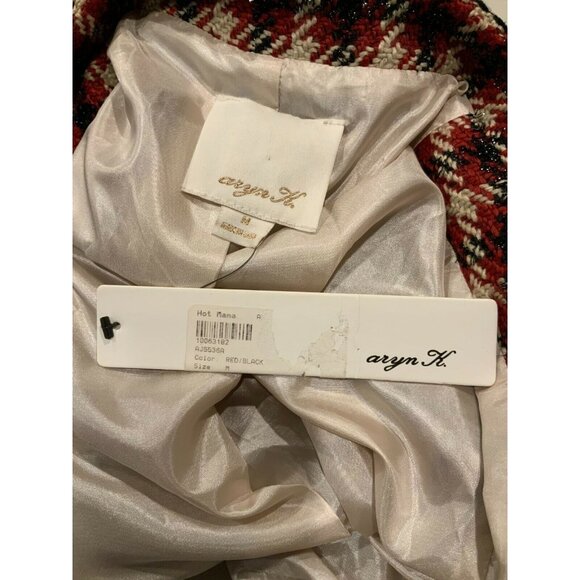 Aryn K Red, Cream & Black Herringbone Boucle Blazer, Size Medium, NWT! - Picture 9 of 10